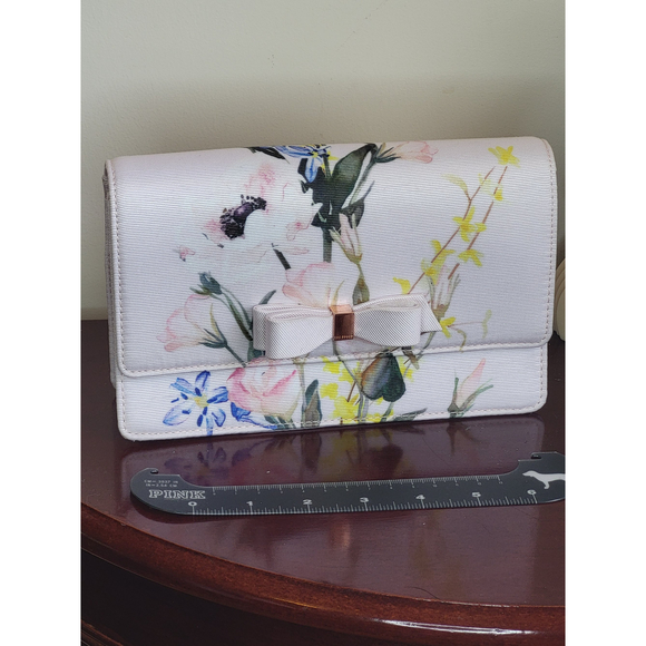 Ted Baker London Hania Elegant Bow Evening Clutch floral gold strap new - Picture 13 of 16